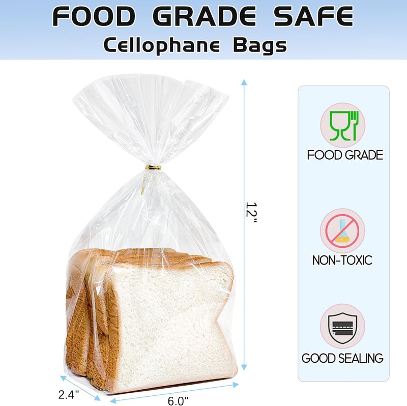 QOIUSO 50Pcs Bottom Gusset Cellophane Bags: 9x12 Inches Clear Gift Bags with Twist Ties for Candy Treat Goodies Mug Party Favors and Gift Wrapping - Durable Plastic Cellophane Gift Wrap - Image 3